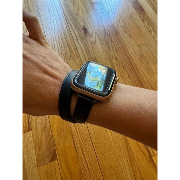 New Hermès Apple Watch 4.0 Rose Gold Hermes Black Leather Double Strap Band New - Picture 3 of 3